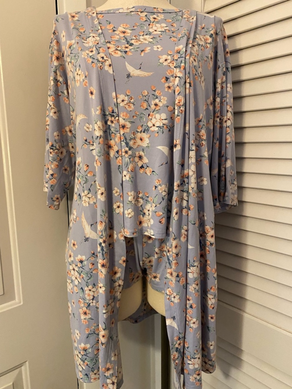 3-Pc FLORA NIKROOZ Mandie Floral Birds Robe Tank Shorts Pajamas Wm's- Size Small